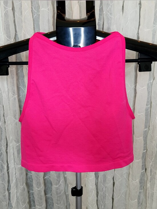 Zenana Outfitters Tops - Zenana Hot Pink Seamless High Neck Crop Stretchy Tank Top S/M